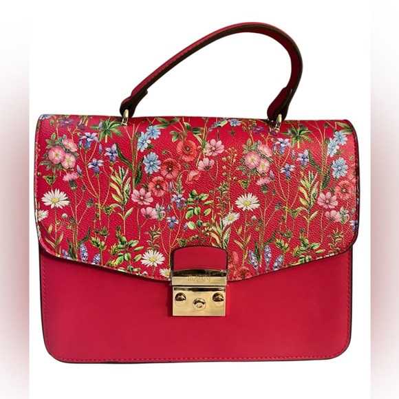 IMAN Handbags - HP x 2 IMAN Pink Satchel Bag with Floral Elegance and Side Hardware Crossbody